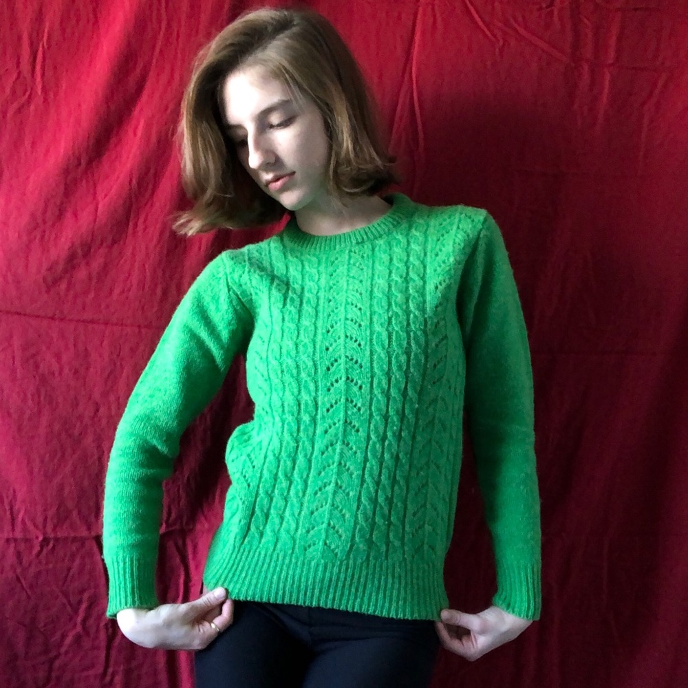 Vintage Kelly Green Cable Sweater 1950/60